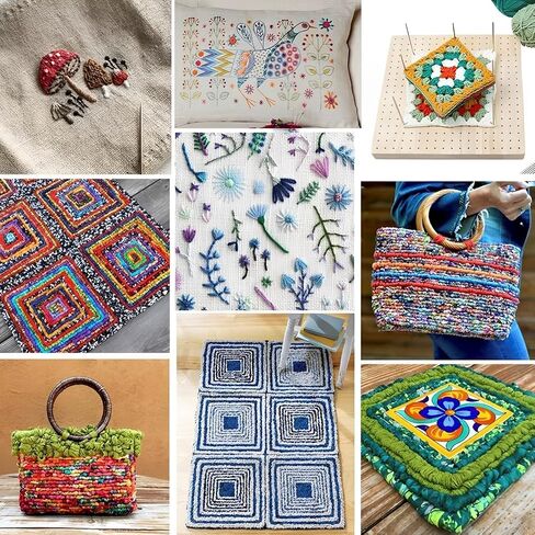 لوح لحجب الكروشيه مقاس 9.3 انش، حصائر ودبابيس خشبية لحجب الحياكة ومشاريع الكروشيه، مربعات الجدة، مجموعة كاملة مع 20 دبوس من الستانلس ستيل، 5 ابر عين كبيرة، حامل in Kuwait