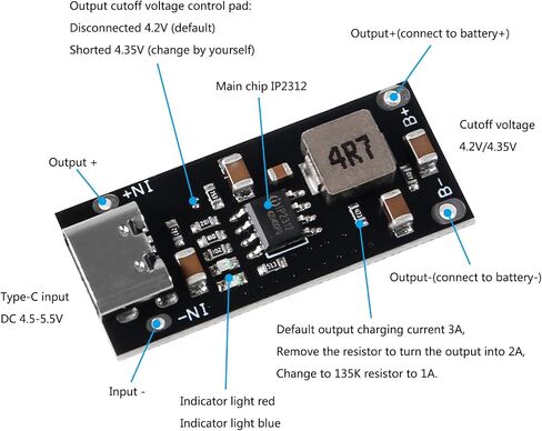 AITIAO 10pcs Type C USB 5V 3A Lithium Battery Charging Board Fast Charger Board Buck Module IP2312 CC/CV Mode 5V to 4.2V in Saudi Arabia