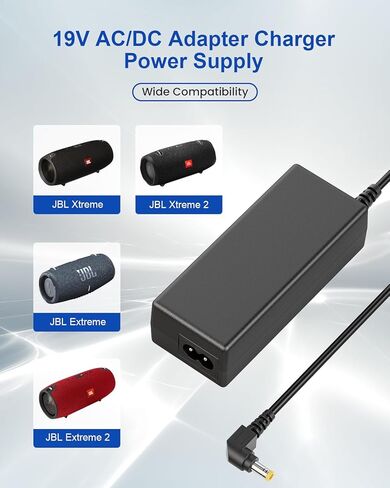 شاحن محول 19 فولت لسماعات JBL Boombox، Xtreme، Xtreme 2 المحمولة بلوتوث المقاومة للماء JBL Boombox مكبر صوت لاسلكي محمول (أسود أزرق أحمر) مزود سلك الطاقة in Kuwait