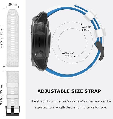 MYSNBKN متوافق مع سوار Garmin Fenix ​​7X Band، سوار ساعة من السيليكون الناعم 26 مم بديل لساعة Fenix ​​5X/Fenix ​​6X/Fenix ​​5X Plus/Fenix ​​6X Pro/Fenix ​​3/Fenix ​​3HR الذكية in Kuwait