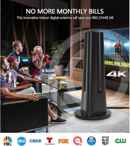 هوائي تلفزيون HD الاحدث لعام 2022 حتى نطاق 130 ميل - هوائي داخلي وخارجي يدعم 4K 1080P لجميع التلفزيونات القديمة والتلفزيون الذكي، هوائي رقمي مع معزز اشارة مكبر للصوت - كيبل محوري 18 قدم in Kuwait