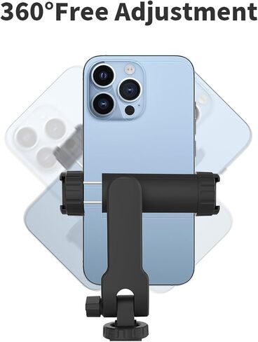 BGGCHEECA YU-E 【1PACK】Tripod Cell Phone Holder Mount Adapter 360°Rotates and 180°Tilts Adjustable Universal Compatible with iPhone, Samsung, Galaxy, Pixel,Galaxy Smartphone Stand Cold Shoe (1Pack) in Kuwait