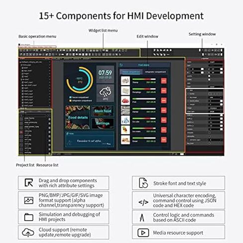 اس سي بي آر اتش ام آي وحدة عرض ذكية اتش ام اي TFT LCD مقاس 7 انش مع برنامج واجهة المستخدم الرسومية المجاني + منفذ UART + وحدة المعالجة المركزية كورتكس A8 لمشروع اردوينو ESP32 او التحكم في المعدات in Kuwait