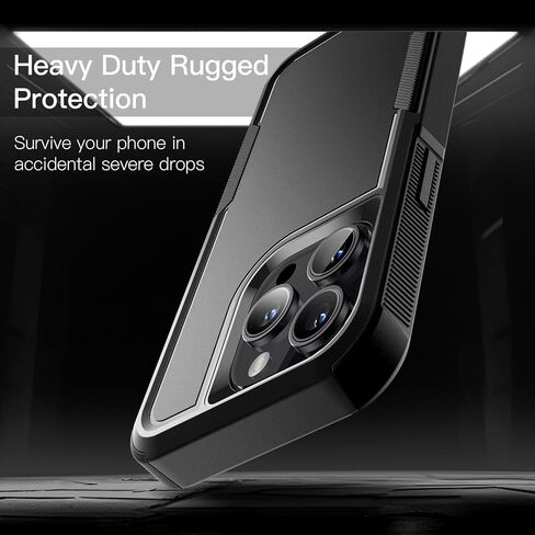 JETech Case for iPhone 15 Pro Max 6.7-Inch, Heavy Duty Dual-Layer Rugged Protection, Shockproof Protective Tough Phone Cover with Matte Back (Black) in Kuwait