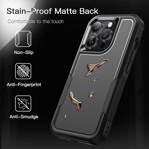 JETech Case for iPhone 15 Pro Max 6.7-Inch, Heavy Duty Dual-Layer Rugged Protection, Shockproof Protective Tough Phone Cover with Matte Back (Black) in Kuwait