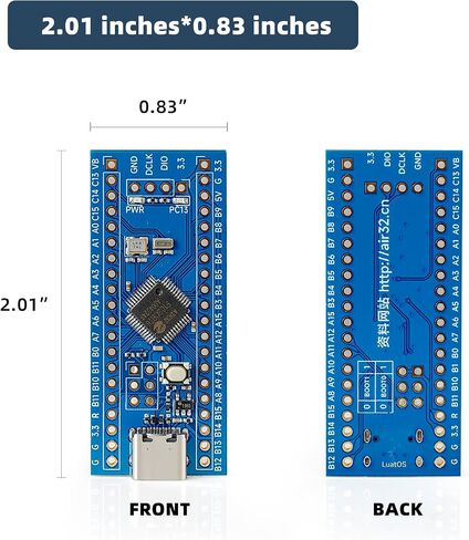 LuatOS USB C STM32 Mini Development Board Features an AIR32F103CBT6 MCU, Clocked at 216 MHz, 96KB RAM, Compatibility with Equivalent STM32F103C8T6 ARM Chips in Saudi Arabia