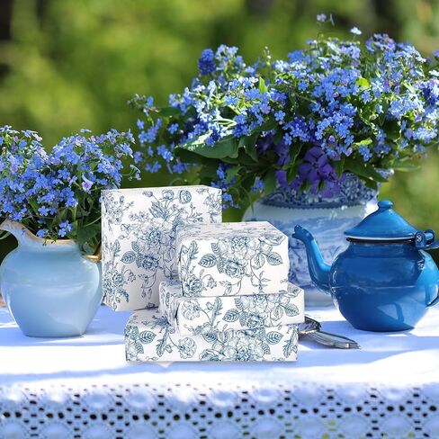AnyDesign Floral Wrapping Paper Roll Blue White Flowers Gift Wrap Paper Chinoiserie DIY Craft Art Paper for Birthday Wedding Baby Shower Holiday Party Wrapping Supplies, 32.8 Ft in Saudi Arabia