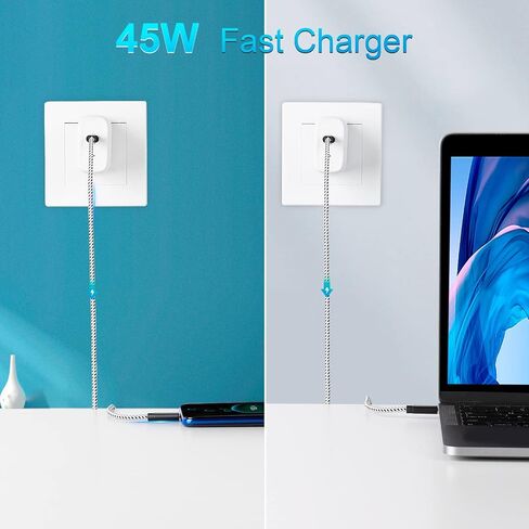 شاحن USB-C بقدرة 45 وات، شاحن PowerLot فائق السرعة وكابل 6 أقدام، شاحن S22 Ultra شاحن S21 Ultra بقدرة 45 وات، شاحن GaN USB C مع PD 3.0 PPS/AFC، لهاتف Galaxy S22، S21، Z Flip 5، Fold 5، iPhone 15، iPad، ماك بوك in Kuwait