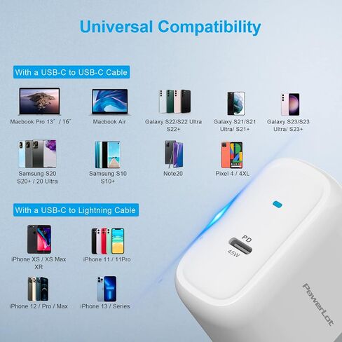 شاحن USB-C بقدرة 45 وات، شاحن PowerLot فائق السرعة وكابل 6 أقدام، شاحن S22 Ultra شاحن S21 Ultra بقدرة 45 وات، شاحن GaN USB C مع PD 3.0 PPS/AFC، لهاتف Galaxy S22، S21، Z Flip 5، Fold 5، iPhone 15، iPad، ماك بوك in Kuwait