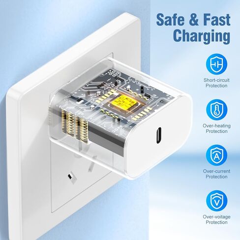 iPhone 15 Charger Fast Charging 10 ft,Apple 20W USB C Wall Block and Type C to C Cable Cord Long,iPad Pro Plug Power Adapter Cube Brick for iPhone 15 Pro Max/15 Plus/iPad 12.9/11inch/Air/Mini/4th/6 in Saudi Arabia