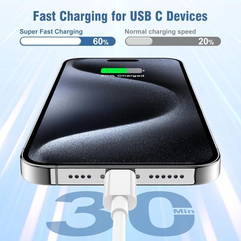iPhone 15 Charger Fast Charging 10 ft,Apple 20W USB C Wall Block and Type C to C Cable Cord Long,iPad Pro Plug Power Adapter Cube Brick for iPhone 15 Pro Max/15 Plus/iPad 12.9/11inch/Air/Mini/4th/6 in Saudi Arabia