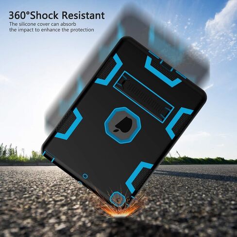 ibeacos Case for IPad Air First Generation Case, Three Layers of Plastic and Silicone Protection, IPad Air Heavy Shock Protection Case (Black and Blue) in Kuwait