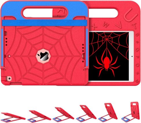 زون فوكر حافظة للاطفال لايباد الجيل التاسع/ايباد الجيل الثامن/ايباد الجيل السابع، حافظة مضادة للصدمات بزوايا رؤية متعددة قابلة للتعديل لايباد 10.2 انش 2021/2020/2019 للاطفال والاولاد، احمر وازرق in Kuwait