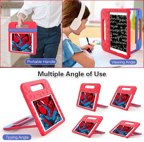 زون فوكر حافظة للاطفال لايباد الجيل التاسع/ايباد الجيل الثامن/ايباد الجيل السابع، حافظة مضادة للصدمات بزوايا رؤية متعددة قابلة للتعديل لايباد 10.2 انش 2021/2020/2019 للاطفال والاولاد، احمر وازرق in Kuwait