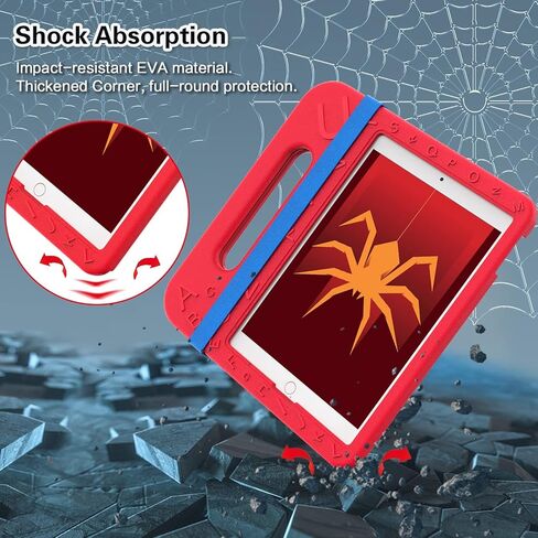 زون فوكر حافظة للاطفال لايباد الجيل التاسع/ايباد الجيل الثامن/ايباد الجيل السابع، حافظة مضادة للصدمات بزوايا رؤية متعددة قابلة للتعديل لايباد 10.2 انش 2021/2020/2019 للاطفال والاولاد، احمر وازرق in Kuwait
