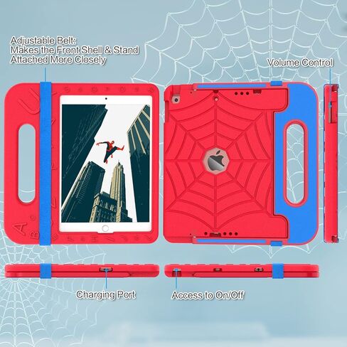 زون فوكر حافظة للاطفال لايباد الجيل التاسع/ايباد الجيل الثامن/ايباد الجيل السابع، حافظة مضادة للصدمات بزوايا رؤية متعددة قابلة للتعديل لايباد 10.2 انش 2021/2020/2019 للاطفال والاولاد، احمر وازرق in Kuwait