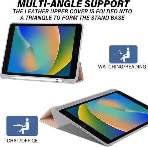 Cabreche متوافق مع حافظة iPad 10.2 بوصة، حافظة الجيل التاسع / الثامن / السابع (2021/2020/2019) حافظة خلفية صلبة ثلاثية الطي، غطاء للنوم/الاستيقاظ التلقائي، للنساء وجه جمالي لطيف - أسود وردي in Saudi Arabia