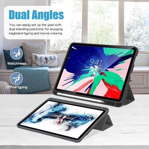 حافظة لجهاز iPad Air 3 2019 مع حامل قلم رصاص، غطاء خلفي ناعم للغاية من مادة TPU مع خاصية النوم/الاستيقاظ التلقائي، حافظة ذكية واقية لكامل الجسم لجهاز iPad Air الجيل الثالث 2019/iPad Pro 10.5 2017 (أزرق سماوي) in Kuwait