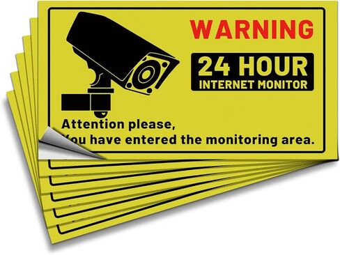 WESECUU 6 Pcs Warning Sign Sticker (5.8x11 in) No Trespassing Warning Sign for Camera Monitoring System, Video Surveillance Sign for Outdoor, TZ-2 in Kuwait