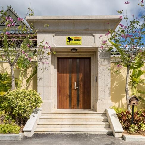 WESECUU 6 Pcs Warning Sign Sticker (5.8x11 in) No Trespassing Warning Sign for Camera Monitoring System, Video Surveillance Sign for Outdoor, TZ-2 in Kuwait