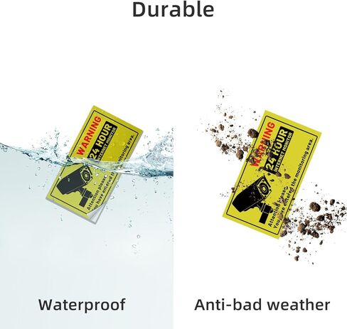 WESECUU 6 Pcs Warning Sign Sticker (5.8x11 in) No Trespassing Warning Sign for Camera Monitoring System, Video Surveillance Sign for Outdoor, TZ-2 in Kuwait