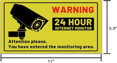 WESECUU 6 Pcs Warning Sign Sticker (5.8x11 in) No Trespassing Warning Sign for Camera Monitoring System, Video Surveillance Sign for Outdoor, TZ-2 in Kuwait