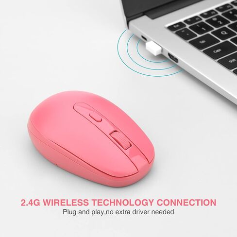ماوس Rii اللاسلكي RM700 2.4G ماوس صامت مع 3200 نقطة في البوصة، ماوس كمبيوتر مع جهاز استقبال USB نانو لأجهزة الكمبيوتر المحمول، وأجهزة الكمبيوتر الشخصية، وأجهزة Mac، وChromebook، وWindows (وردي) in Kuwait
