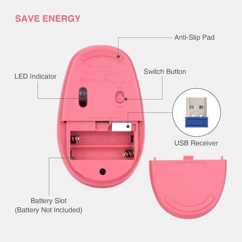 ماوس Rii اللاسلكي RM700 2.4G ماوس صامت مع 3200 نقطة في البوصة، ماوس كمبيوتر مع جهاز استقبال USB نانو لأجهزة الكمبيوتر المحمول، وأجهزة الكمبيوتر الشخصية، وأجهزة Mac، وChromebook، وWindows (وردي) in Kuwait
