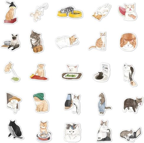 100 قطعة من ملصقات القطط، ملصقات لطيفة جمالية مقاومة للماء، ملصقات من الفينيل لزجاجة المياه، الكمبيوتر المحمول، الهاتف، ملصقات لوح التزلج للمراهقات بنات الأطفال والنساء in Kuwait
