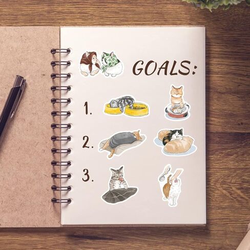 100 قطعة من ملصقات القطط، ملصقات لطيفة جمالية مقاومة للماء، ملصقات من الفينيل لزجاجة المياه، الكمبيوتر المحمول، الهاتف، ملصقات لوح التزلج للمراهقات بنات الأطفال والنساء in Kuwait