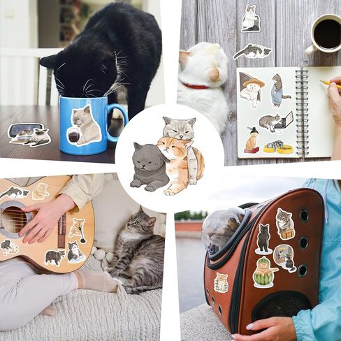 100 قطعة من ملصقات القطط، ملصقات لطيفة جمالية مقاومة للماء، ملصقات من الفينيل لزجاجة المياه، الكمبيوتر المحمول، الهاتف، ملصقات لوح التزلج للمراهقات بنات الأطفال والنساء in Kuwait