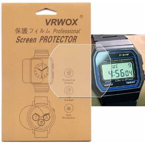 VRWOX 3-Pcs TPU Screen Protector For F-91 F-91W F91W-1 Watch, Full Coverage Screen Protector HD Clear Anti-Bubble and Anti-Scratch for(F-91W)