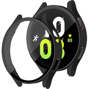 Compatible for Galaxy Watch 5 40mm Case for Galaxy Watch 5 40mm Screen Protector, Full Coverage Hard PC Case with Anti-Fog Tempered Glass Screen Protector for Galaxy Watch 4 40mm, Purple