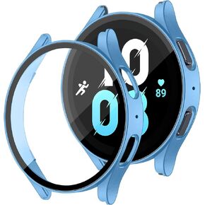 متوافق مع حافظة Galaxy Watch 5 مقاس 40 مم لساعة Galaxy Watch 5 مقاس 40 مم، حافظة صلبة من البولي كربونات بتغطية كاملة مع واقي شاشة من الزجاج المقوى المضاد للضباب لساعة Galaxy Watch 4 مقاس 40 مم، أرجواني