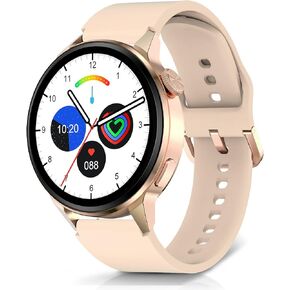 Smart Watch for Men & Women - Android Phones, Make/Answer Calls, Messaging, Voice Assistant, NFC Functions, Wireless Charging, Long Battery Life, Gold