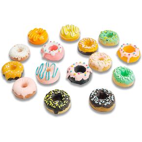 اكس هوت بوب كورن 60 قطعة مختلطة صغيرة من الراتنج على شكل دونات من الراتنج، تعليقات سلايم راتنج لطيفة مسطحة الظهر لصنع ملحقات الحرف اليدوية in Kuwait