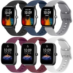 أربطة سيليكون Amzpas لـ Amazfit GTS 4/GTS 4 Mini/ GTS 3/GTS 2/GTS 2 Mini/GTS 2e/GTS 42 مم، 6 عبوات من الأشرطة الناعمة لـ Bip 3 Pro/Bip 3/ Bip U Pro/ Bip U/ Bip S/ Bip Lite/Bip S Lite، أساور معصم متينة سريعة الإصدار 20 مم للنساء والرجال in Kuwait