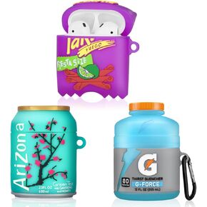 (3 Pack) Cute Airpod Case for Airpods 2&1, 3D Kawaii Silicone Cartoon Food Funny Protective Cover Accessories Skin for Airpod 1&2 Gen Charging Case for Girls Boys-(Bubble Gum+Sport Water+Takis) in Kuwait