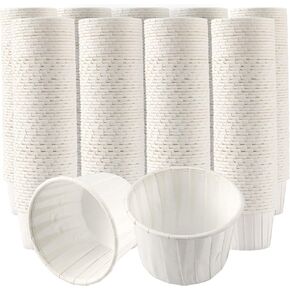 KEILEOHO 800 Pack 2 OZ Treated Paper Souffle Portion Cups, Food Grade Paper Condiment Cups for Condiments, Samples, Popcorn, Candies, Measuring, White in Kuwait