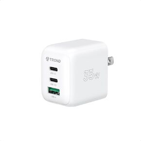 TROND USB C Charger Block 35W Power Delivery - Ultra Compact GaN III USB Wall Charger, 3 Port USB Fast Charging Block Cube Power Brick for iPhone 15/14/13/12/11/Pro, iPad, Samsung, Tablet, Black