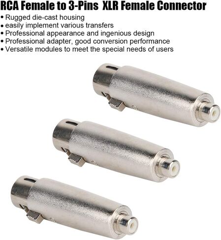3pcs RCA Female to 3-Pins XLR Female Jack Plug, Audio Connector Conversion Adapter, Zinc Alloy Audio Connector Conversion Adapter,RCA Female to 3-Pins XLR Female Adapter in Kuwait