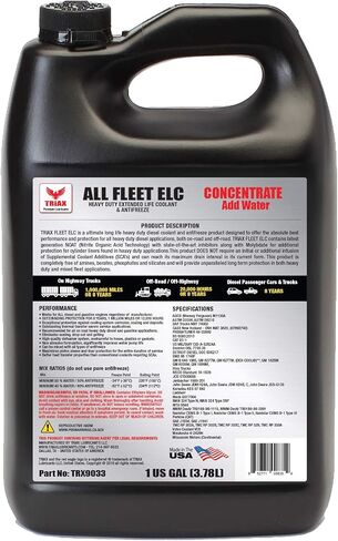 سائل التبريد والتجمد Triax All Fleet ELC، ديزل إكستريم HD NOAT، 1 مليون ميل، 8 سنوات، 20000 ساعة، CAT EC-1، مركز (عبوة 3 جالون) in Saudi Arabia