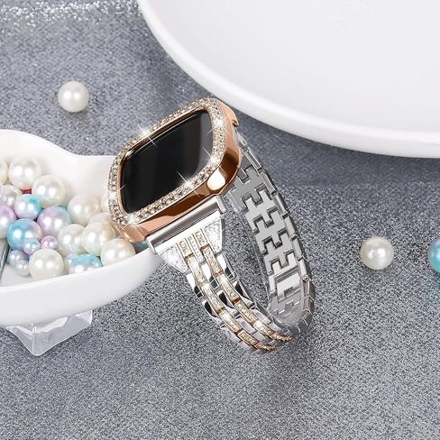 أساور JOYOZY للسيدات والفتيات الأنيقة النحيفة المتوافقة مع Fitbit Sense&Fitbit Versa 3، مجوهرات من الفولاذ المقاوم للصدأ وسوار معصم بديل بحجر الراين in Kuwait