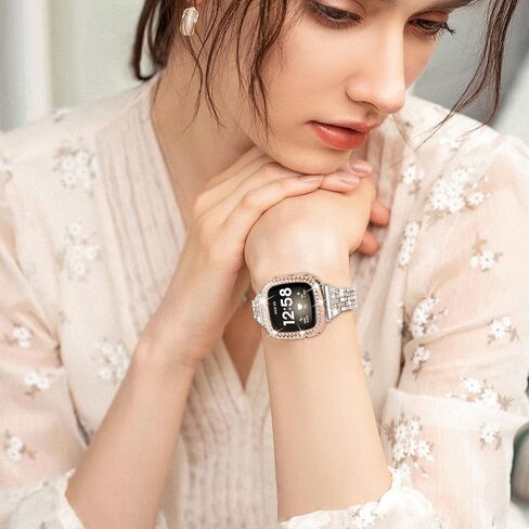 أساور JOYOZY للسيدات والفتيات الأنيقة النحيفة المتوافقة مع Fitbit Sense&Fitbit Versa 3، مجوهرات من الفولاذ المقاوم للصدأ وسوار معصم بديل بحجر الراين in Kuwait