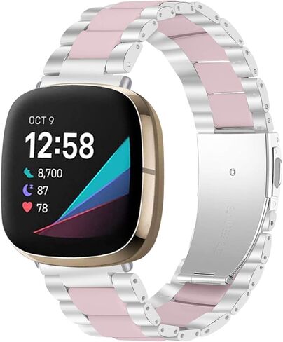 Mtozon Stainless Steel Bands Compatible with fitbit Sense 2/Sense/Versa 4/Versa 3, Replacement Classic Metal Wristband for Men in Saudi Arabia