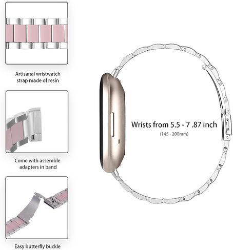 Mtozon Stainless Steel Bands Compatible with fitbit Sense 2/Sense/Versa 4/Versa 3, Replacement Classic Metal Wristband for Men in Saudi Arabia