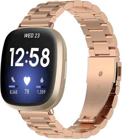 Mtozon Stainless Steel Bands Compatible with fitbit Sense 2/Sense/Versa 4/Versa 3, Replacement Classic Metal Wristband for Men in Saudi Arabia