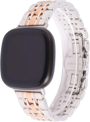 أساور Mtozon من الفولاذ المقاوم للصدأ متوافقة مع fitbit Sense 2/Sense/Versa 4/Versa 3، سوار معصم معدني كلاسيكي بديل للرجال in Kuwait