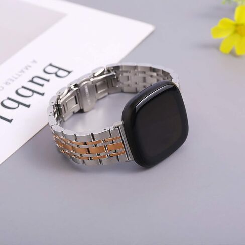 أساور Mtozon من الفولاذ المقاوم للصدأ متوافقة مع fitbit Sense 2/Sense/Versa 4/Versa 3، سوار معصم معدني كلاسيكي بديل للرجال in Kuwait