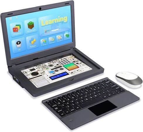 ELECROW Raspberry Pi 4 Model B Starter Kit، كمبيوتر محمول Raspberry Pi 4b، كمبيوتر Crowpi2 ذو لوحة واحدة مع مصدر طاقة وإصدار حقيبة سوداء - مجموعة أساسية in Kuwait